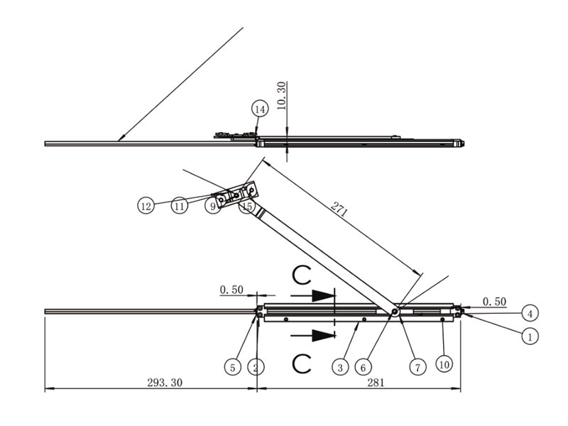 平开门系统摩擦杆尺寸图